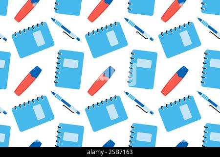 stationery elements seamless pattern design vector. Vector illustration Stock Vector
