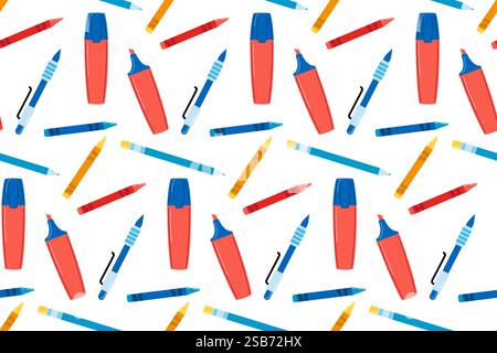 stationery elements seamless pattern design vector. Vector illustration Stock Vector