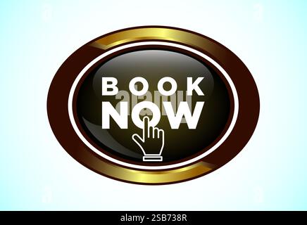 Book now icon design illustration, Button design Stock Vector