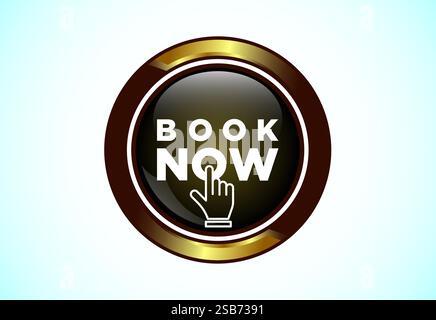 Book now icon design illustration, Button design Stock Vector