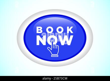 Book now icon design illustration, Button design Stock Vector