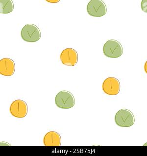 White background featuring oranges and green circles arranged in a pattern. Stock Vector