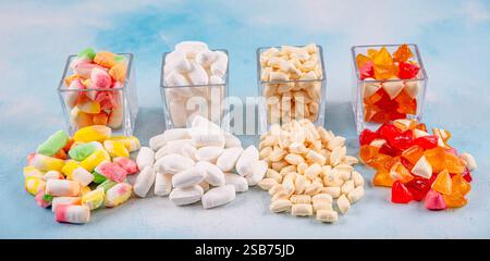 Turkiye Konya Mevlana Confectionery, Traditional Turkish Ramadan dessert candy, colorful hard candy in glass bowl, Mint mint dragee. Candy Assortment. Stock Photo