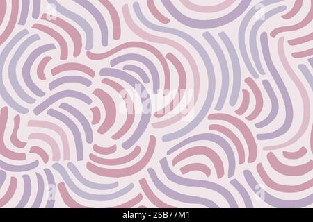 A pattern of wavy lines in shades of pink and purple creates a visually dynamic and colorful design. The lines flow and intersect, creating a sense of Stock Vector