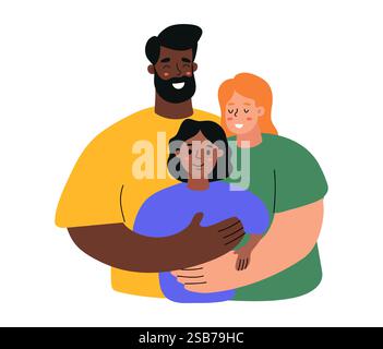Family Embracing Each Other in a Warm and Joyful Moment Together Stock Vector