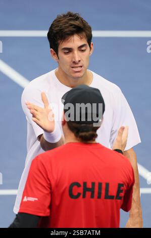 HASSELT, BELGIUM - FEBRUARY 2: Cristian Garin of Chile during Day One