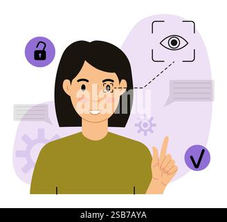 Man Using Facial Recognition on Smartphone Stock Vector