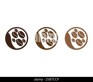 Set of coffee bean logo design, set of emblem Coffee shop logo, vector illustration Stock Vector