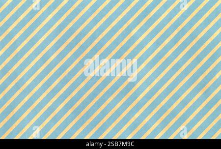 Surface of gift packaging paper or cardboard, background, texture. Backdrop of dark-brown paper surface with blue stripes diagonally. Brownish paper Stock Photo