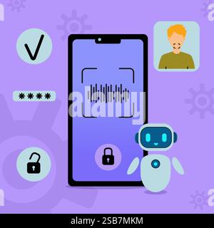 Voice Recognition Unlock on Smartphone Stock Vector