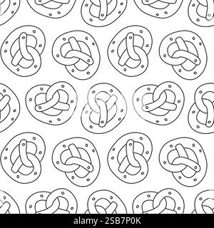 Seamless pattern with mini pretzels on an isolated background. Stock Vector