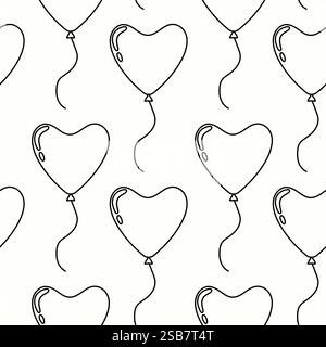 Heart-shaped balloons floating in a playful pattern on a light background Stock Vector