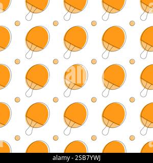 Vector seamless pattern of flat black ping pong table tennis sport icon isolated on white background. Stock Vector
