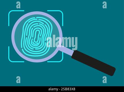 Fingerprint Scan Illustration glass is focused  Stock Vector