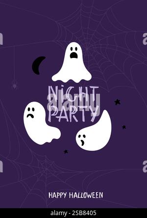 text halloween party on a dark background scary ghosts banner Stock Vector