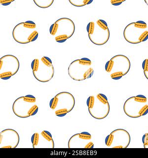 Colorful headphones pattern on a white background showcasing modern design and playful style Stock Vector
