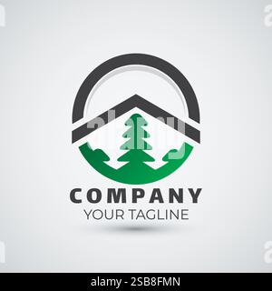 forest house and building logo design template Stock Vector