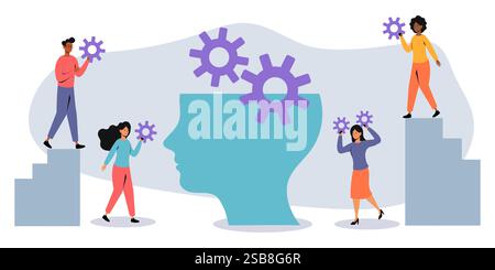 People collaborating to develop ideas and problem-solving strategies in a creative environment Stock Vector