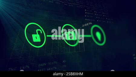 Smart home device icons connected in network, data processing image Stock Photo