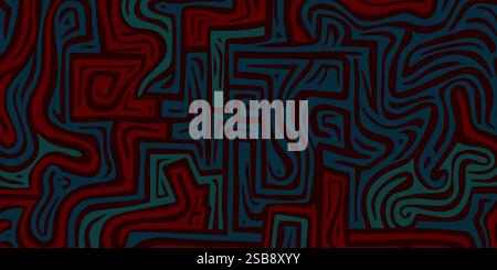 Labyrinth abstract seamless grunge pattern in dark colors Stock Vector
