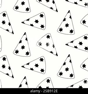 Black and white pattern of triangular shapes with stars on a light background Stock Vector