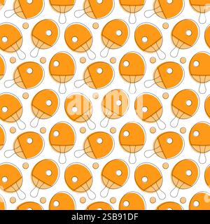 Ping-pong table tennis racket seamless vector pattern Stock Vector