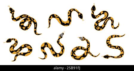 Snake silhouette vector on white set Stock Vector