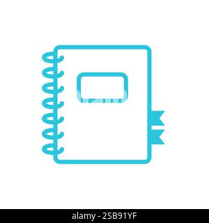 Simple Spiral Notebook Icon with Flags. Isolated on white. Blue icon set. Stock Vector
