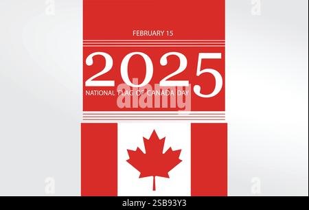 A digitally designed illustration celebrating National Flag of Canada Day on February 15 Stock Vector