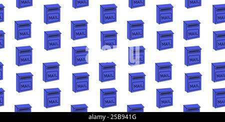 Colorful mailboxes arranged in a repeating pattern on a white background showcasing postal services Stock Vector