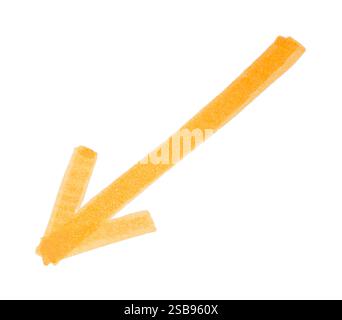 One orange drawn arrow isolated on white Stock Photo