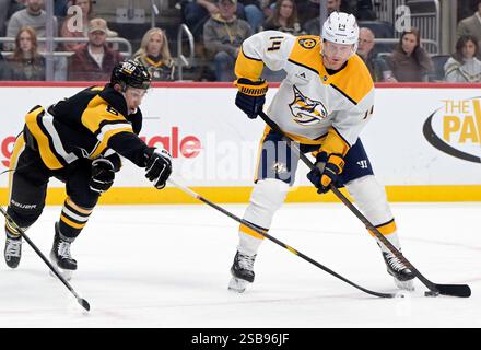 Nashville Predators left wing Michael Bunting (58) pressures Anaheim ...