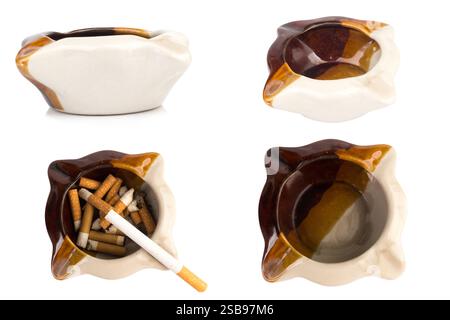 Ceramic ashtray isolated on white background. Stock Photo