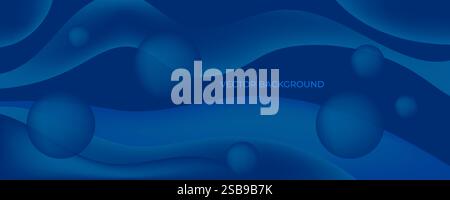 Blue Abstract Background With Wavy Shapes Stock Vector