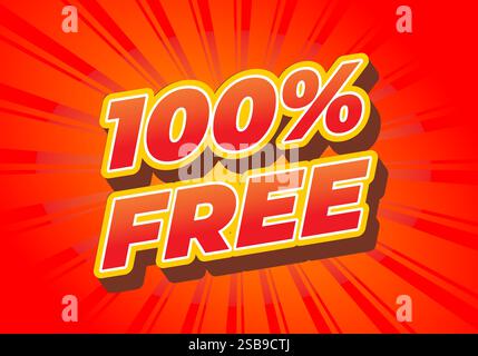 100% free. Text effect design in bold font for promotion ads Stock Vector