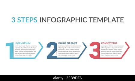 Three numbers with arrows and place for your text, three steps - infographic template, vector eps10 illustration Stock Vector