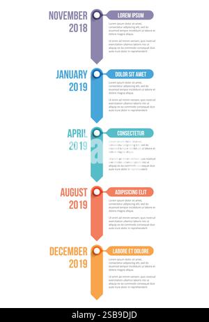 Vertical timeline infographics template with five arrows, vector eps10 ...