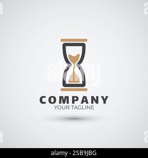Sand time clock logo design simple template Stock Vector