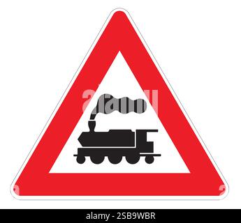 illustrator danger sign approaching train Stock Vector