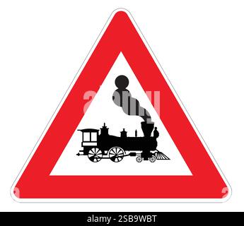 illustrator danger sign approaching train Stock Vector