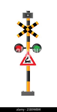 level crossing post with light for a train crossing Stock Vector