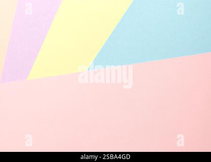 Pastel abstract geometric paper background with a modern minimalist design. Features multiple colors including pink, yellow, blue, and lavender, arran Stock Photo