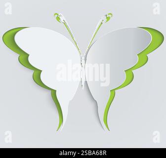 Paper butterfly. Decoration, greeting card. Vector illustration Stock Vector