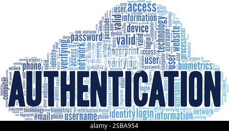 Authentication conceptual vector illustration word cloud isolated on white background. Stock Vector