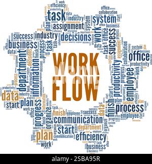 Workflow word cloud conceptual design isolated on white background. Stock Vector