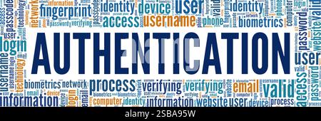 Authentication conceptual vector illustration word cloud isolated on white background. Stock Vector