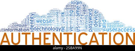 Authentication conceptual vector illustration word cloud isolated on white background. Stock Vector