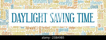 Daylight Saving Time conceptual vector illustration word cloud isolated on white background. Stock Vector