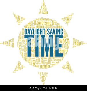 Daylight Saving Time conceptual vector illustration word cloud isolated on white background. Stock Vector