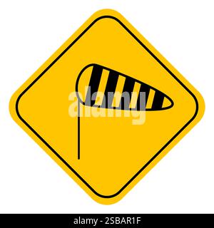 Heavy crosswinds in area warning sign. Vector illustration. Stock Vector